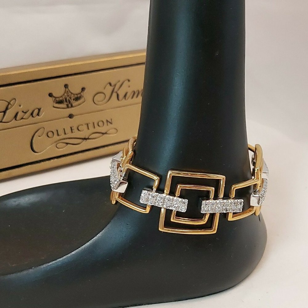 Vintage Liza Kim Collection Gold tone Bracelet w/ rhinestones New in Box